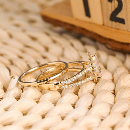 1.0 CT Round Solitaire Lab Grown Diamond Bridal Ring Set