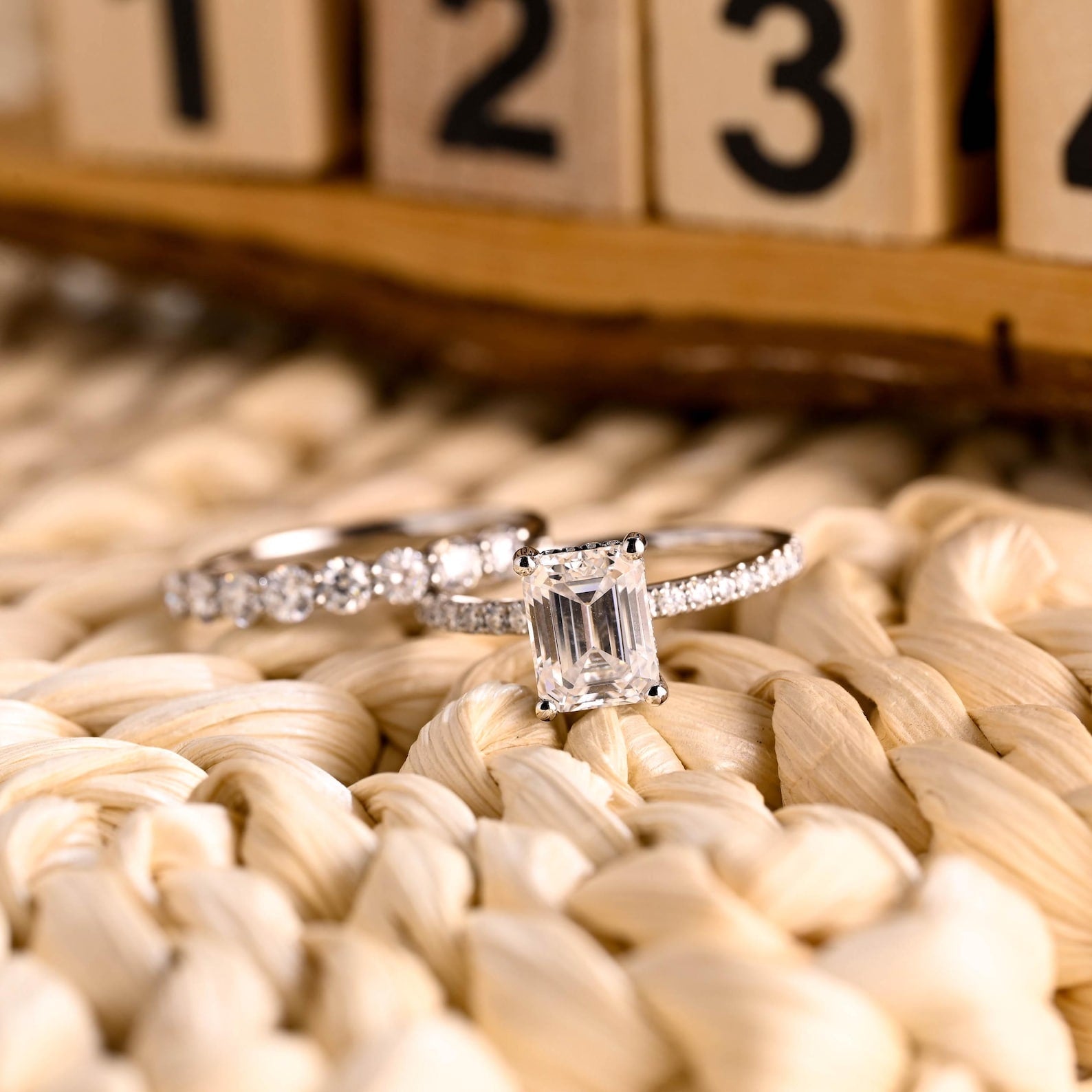 1.0 CT Round Solitaire Lab Grown Diamond Bridal Ring Set