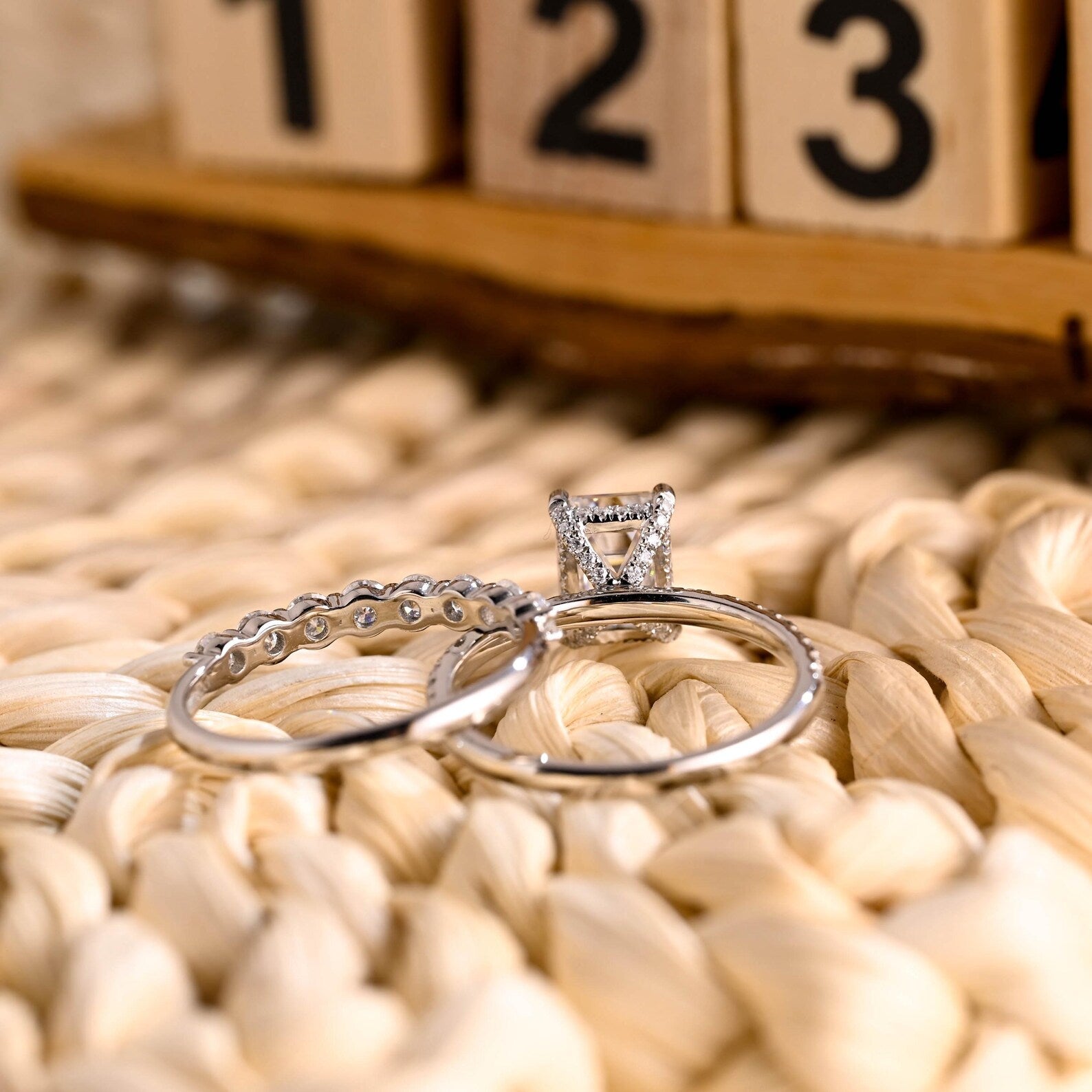 1.0 CT Round Solitaire Lab Grown Diamond Bridal Ring Set