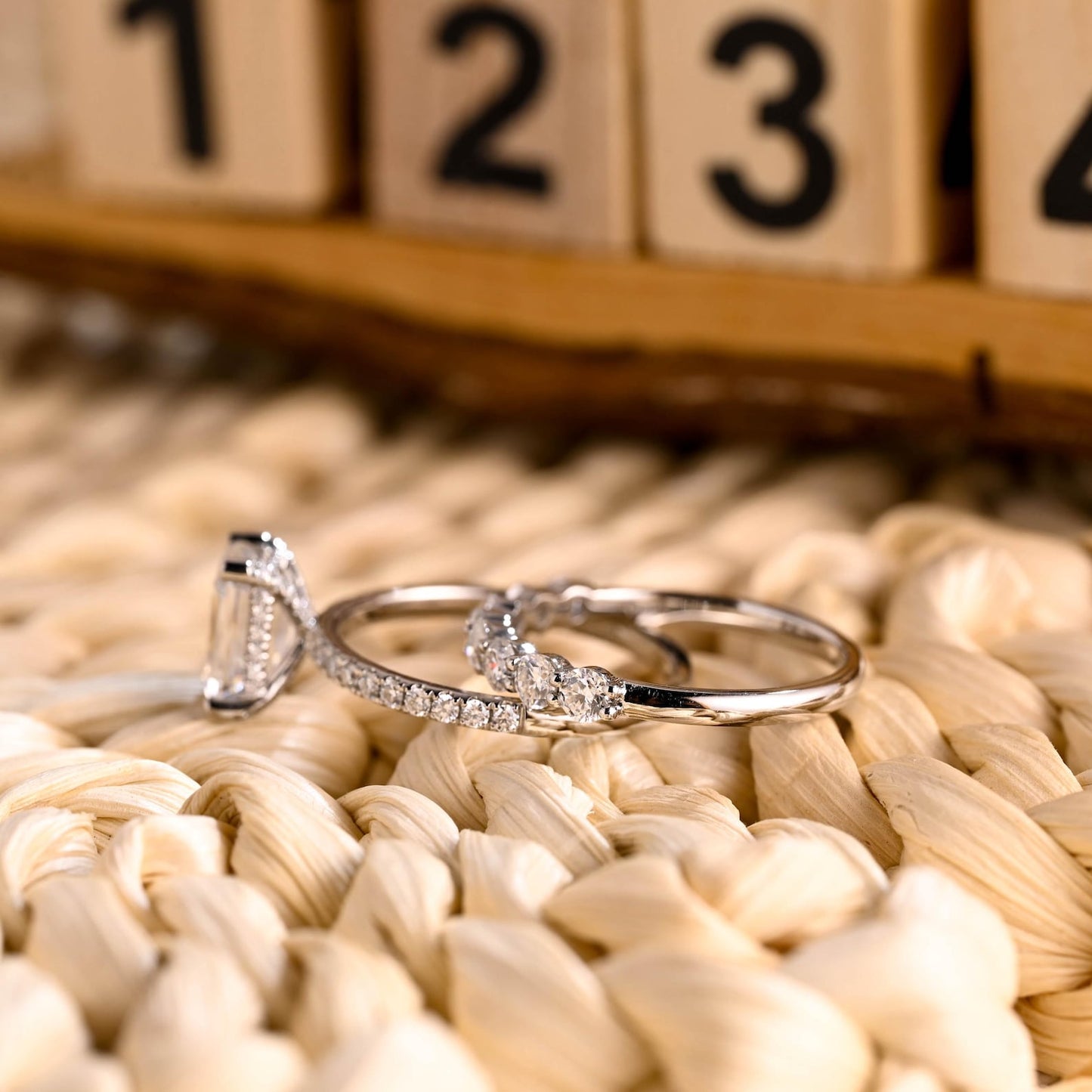 1.0 CT Round Solitaire Lab Grown Diamond Bridal Ring Set