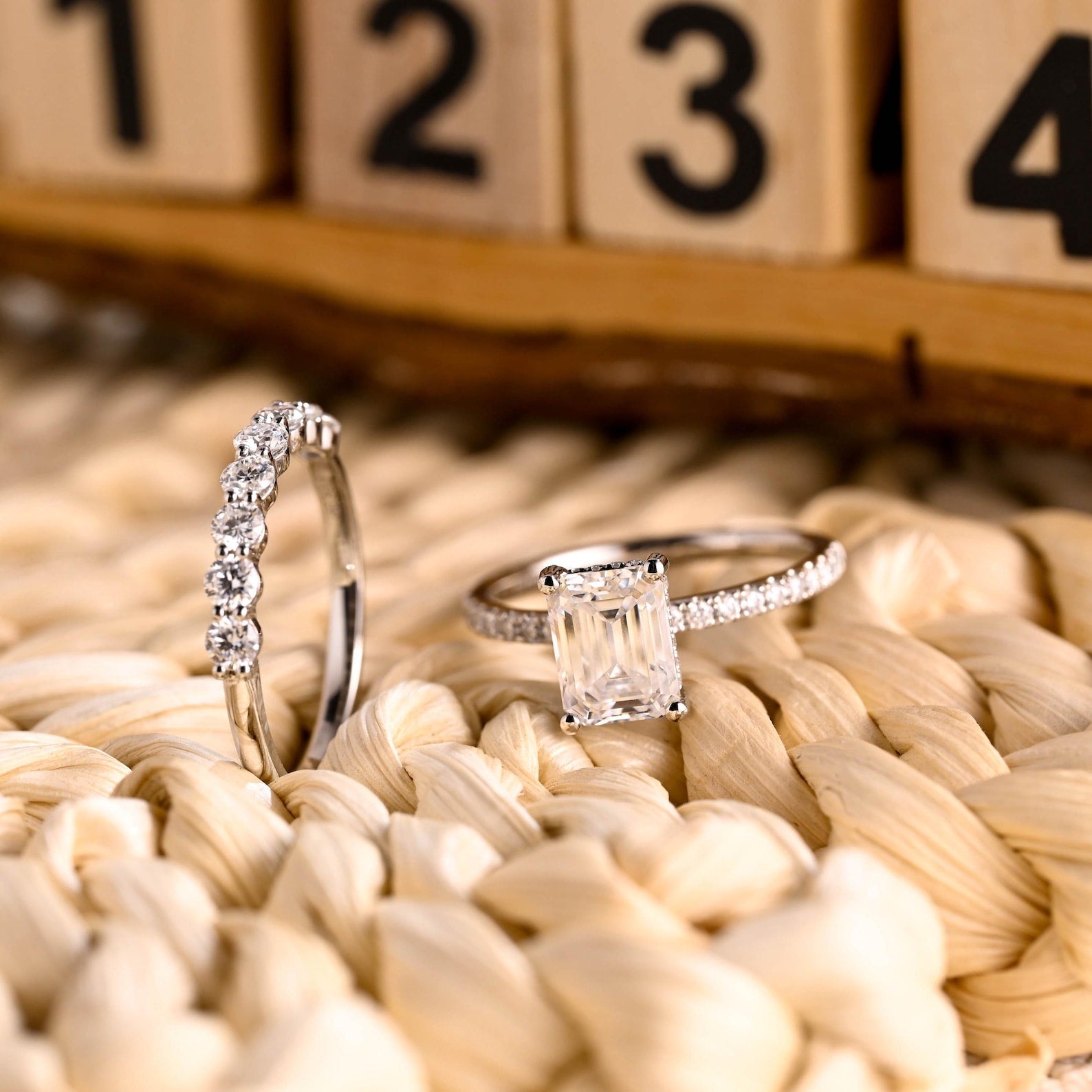 1.0 CT Round Solitaire Lab Grown Diamond Bridal Ring Set