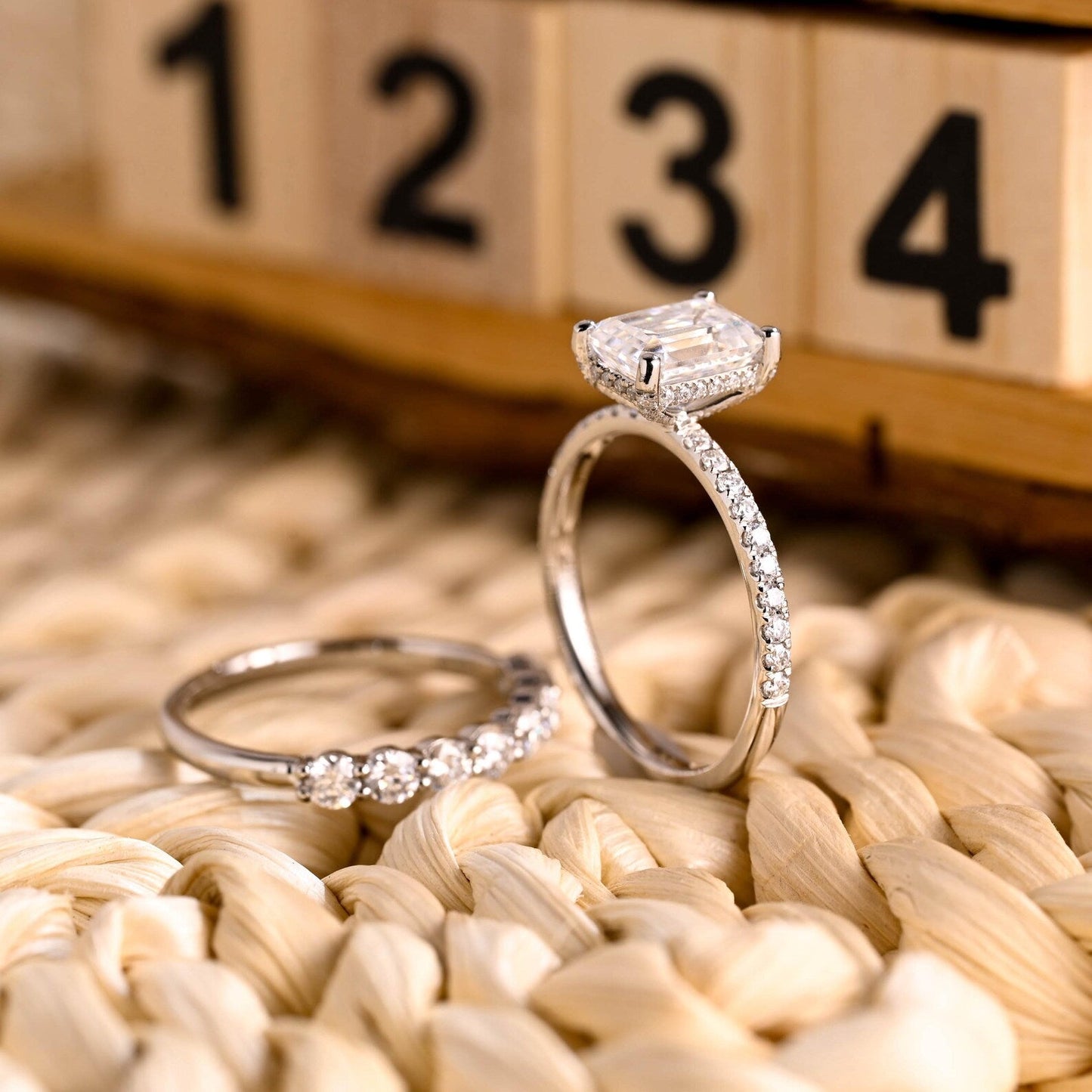 1.0 CT Round Solitaire Lab Grown Diamond Bridal Ring Set