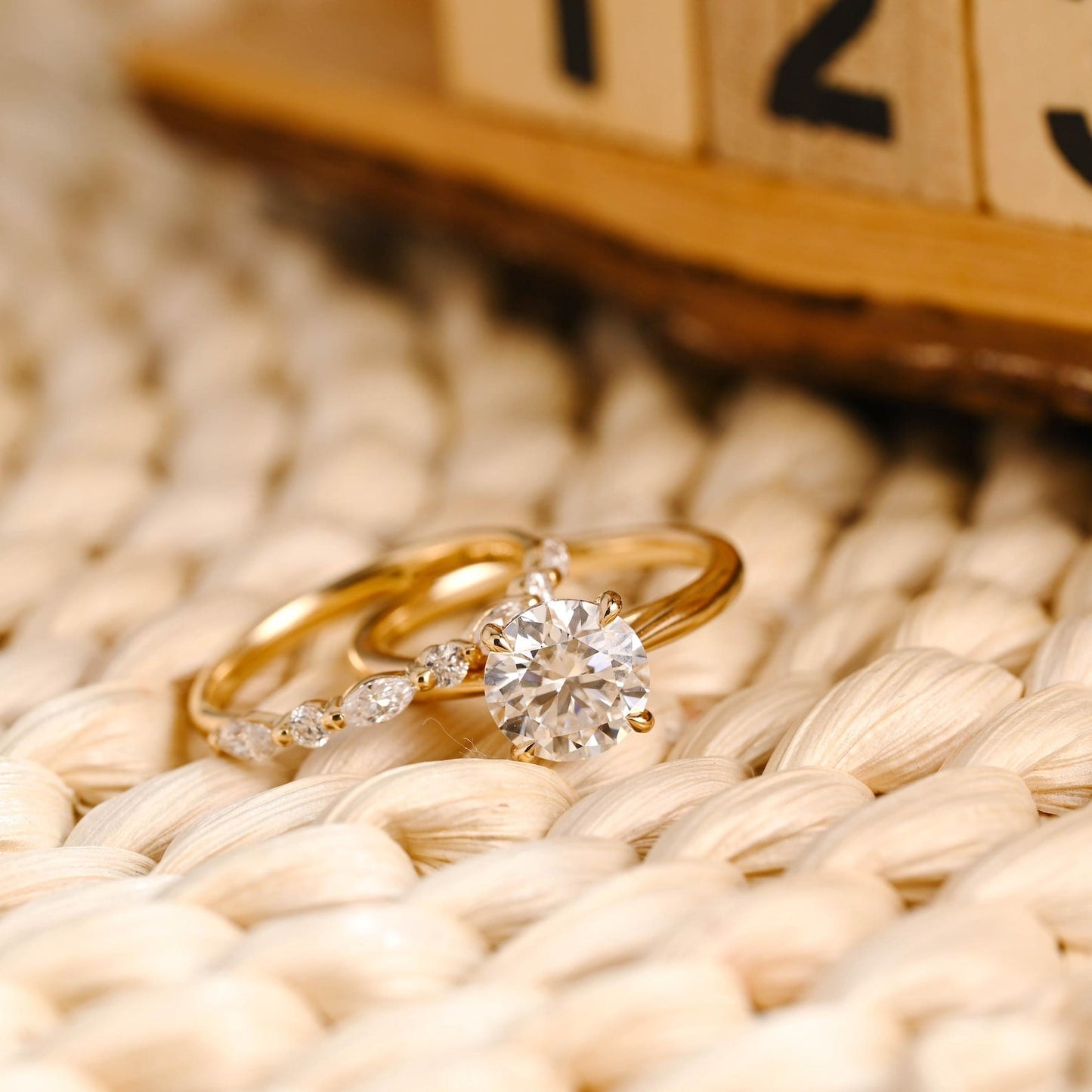 1.0 CT Round Solitaire Lab Grown Diamond Bridal Ring Set