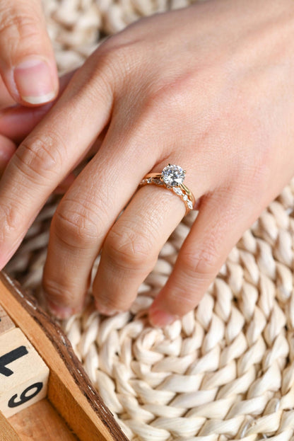 1.0 CT Round Solitaire Lab Grown Diamond Bridal Ring Set