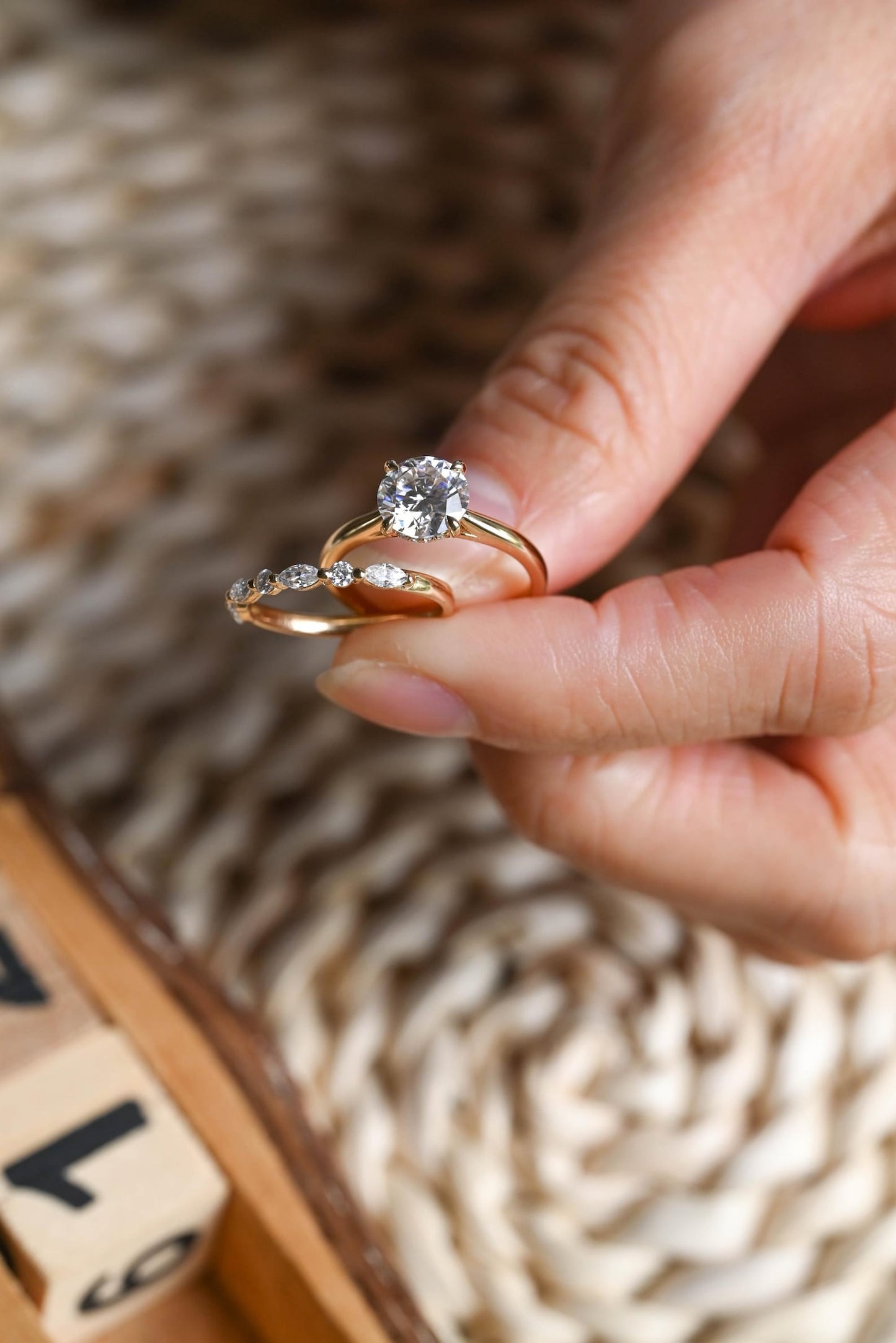 1.0 CT Round Solitaire Lab Grown Diamond Bridal Ring Set