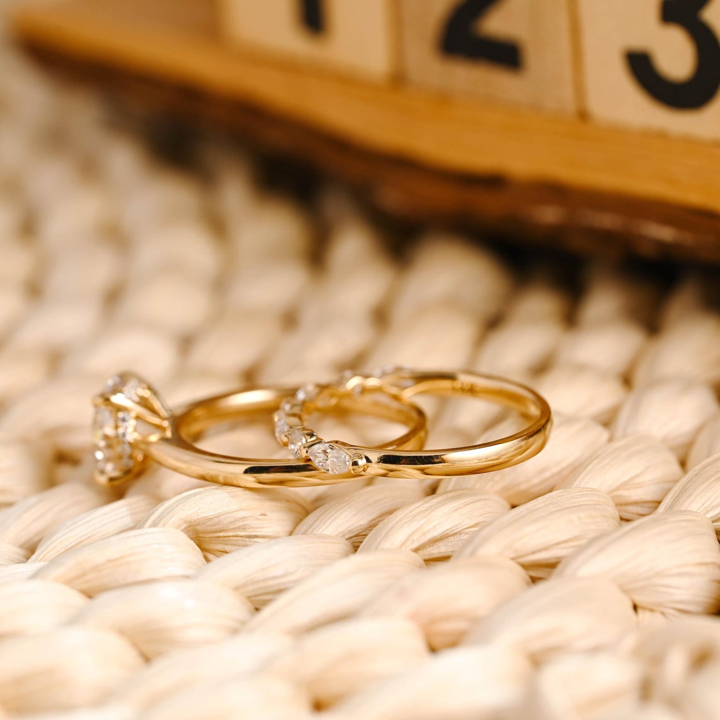 1.0 CT Round Solitaire Lab Grown Diamond Bridal Ring Set
