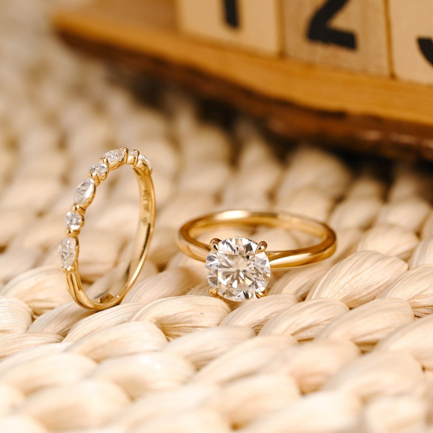 1.0 CT Round Solitaire Lab Grown Diamond Bridal Ring Set