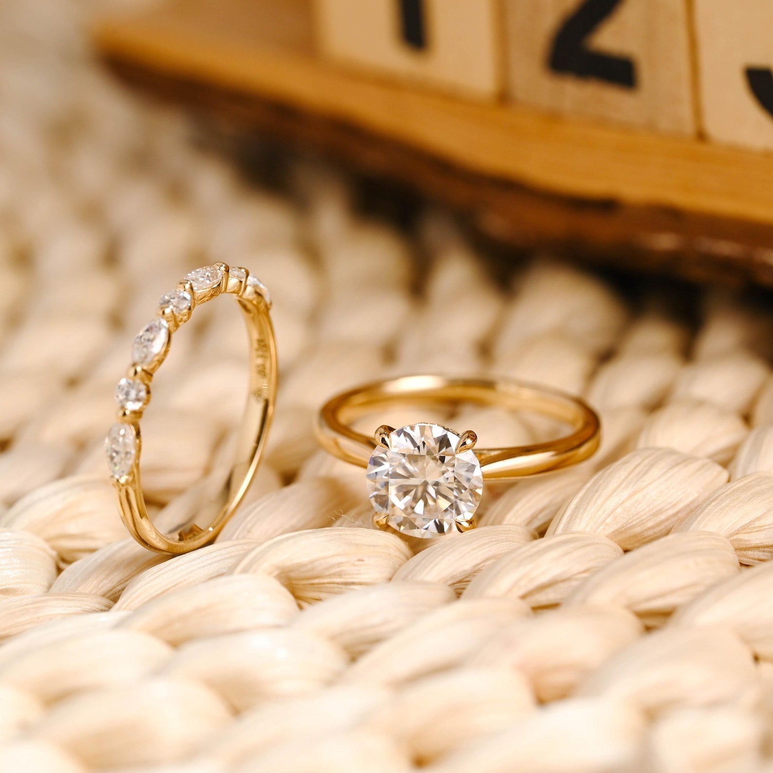 1.0 CT Round Solitaire Lab Grown Diamond Bridal Ring Set