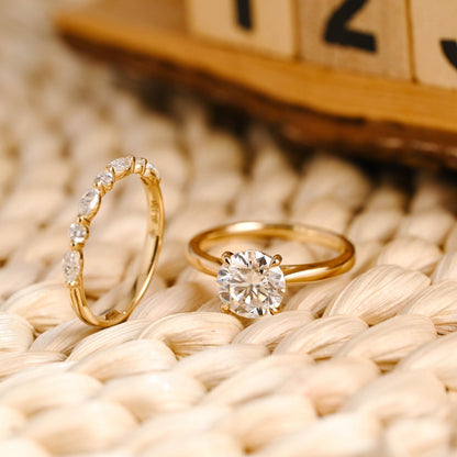 1.0 CT Round Solitaire Lab Grown Diamond Bridal Ring Set