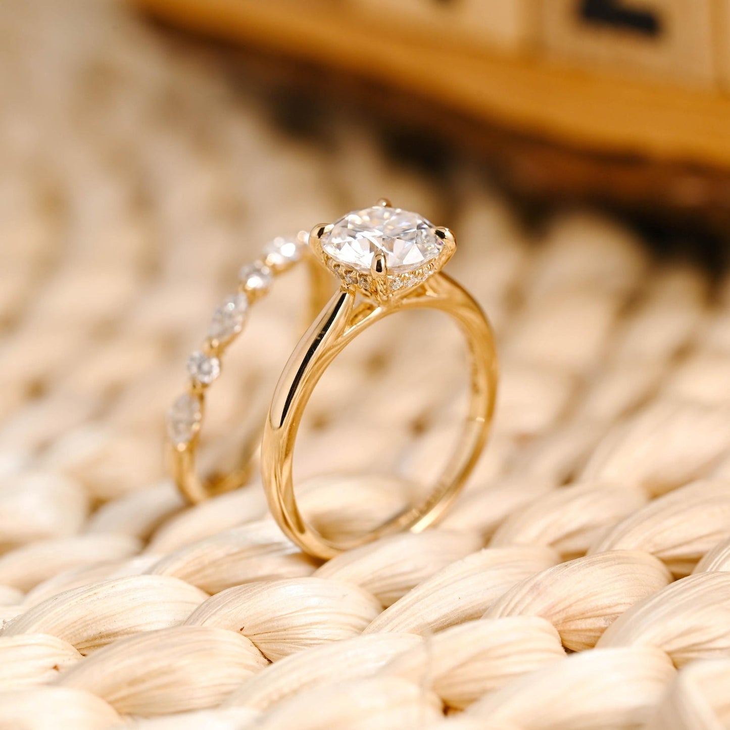 1.0 CT Round Solitaire Lab Grown Diamond Bridal Ring Set