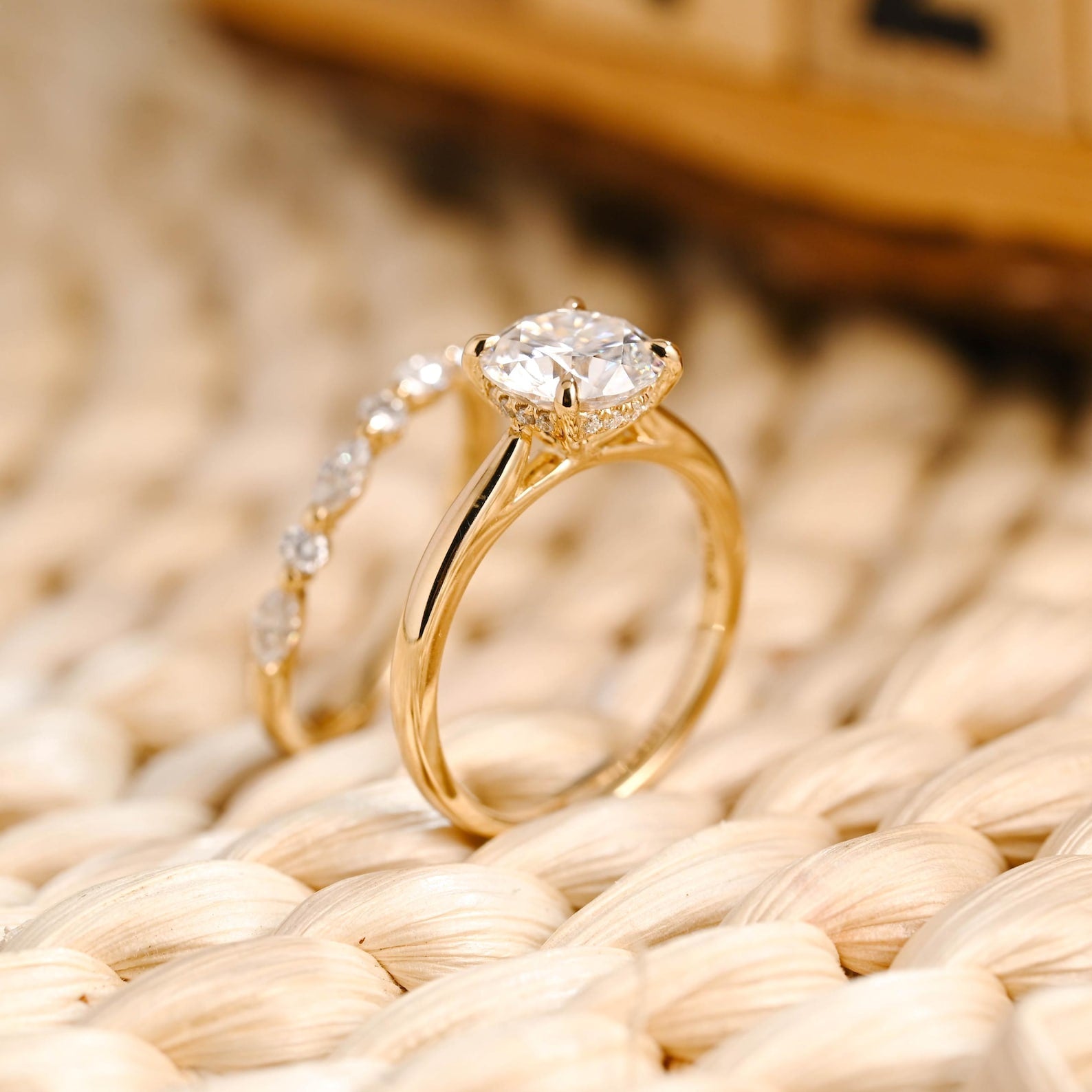 1.0 CT Round Solitaire Lab Grown Diamond Bridal Ring Set