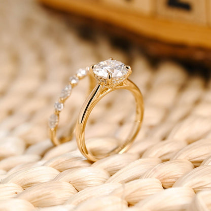 1.0 CT Round Solitaire Lab Grown Diamond Bridal Ring Set