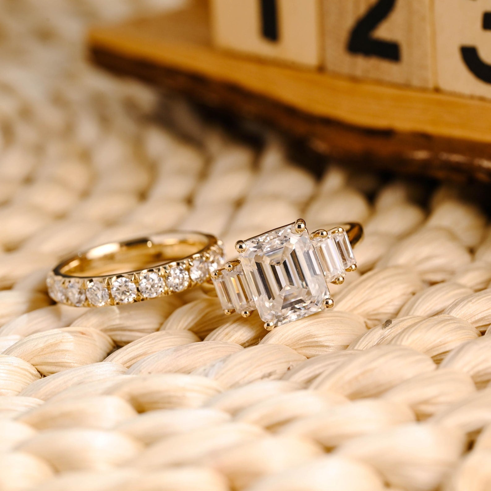 1.0 CT Round Solitaire Lab Grown Diamond Bridal Ring Set