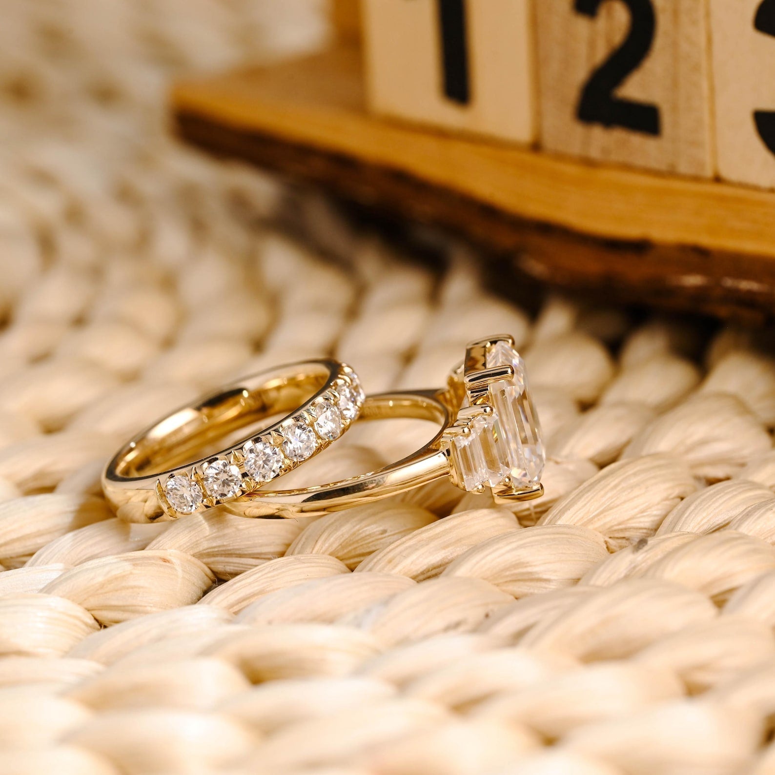1.0 CT Round Solitaire Lab Grown Diamond Bridal Ring Set