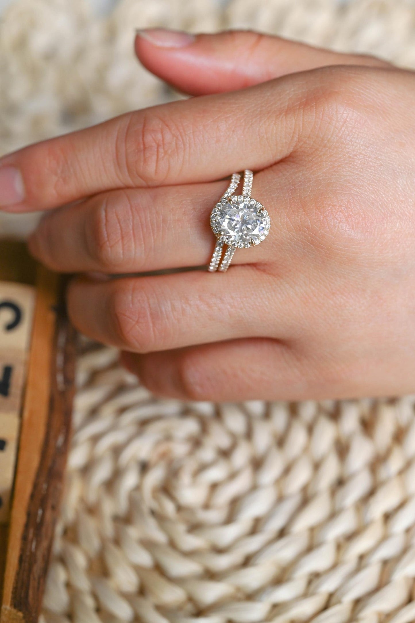 1.0 CT Round Solitaire Lab Grown Diamond Bridal Ring Set