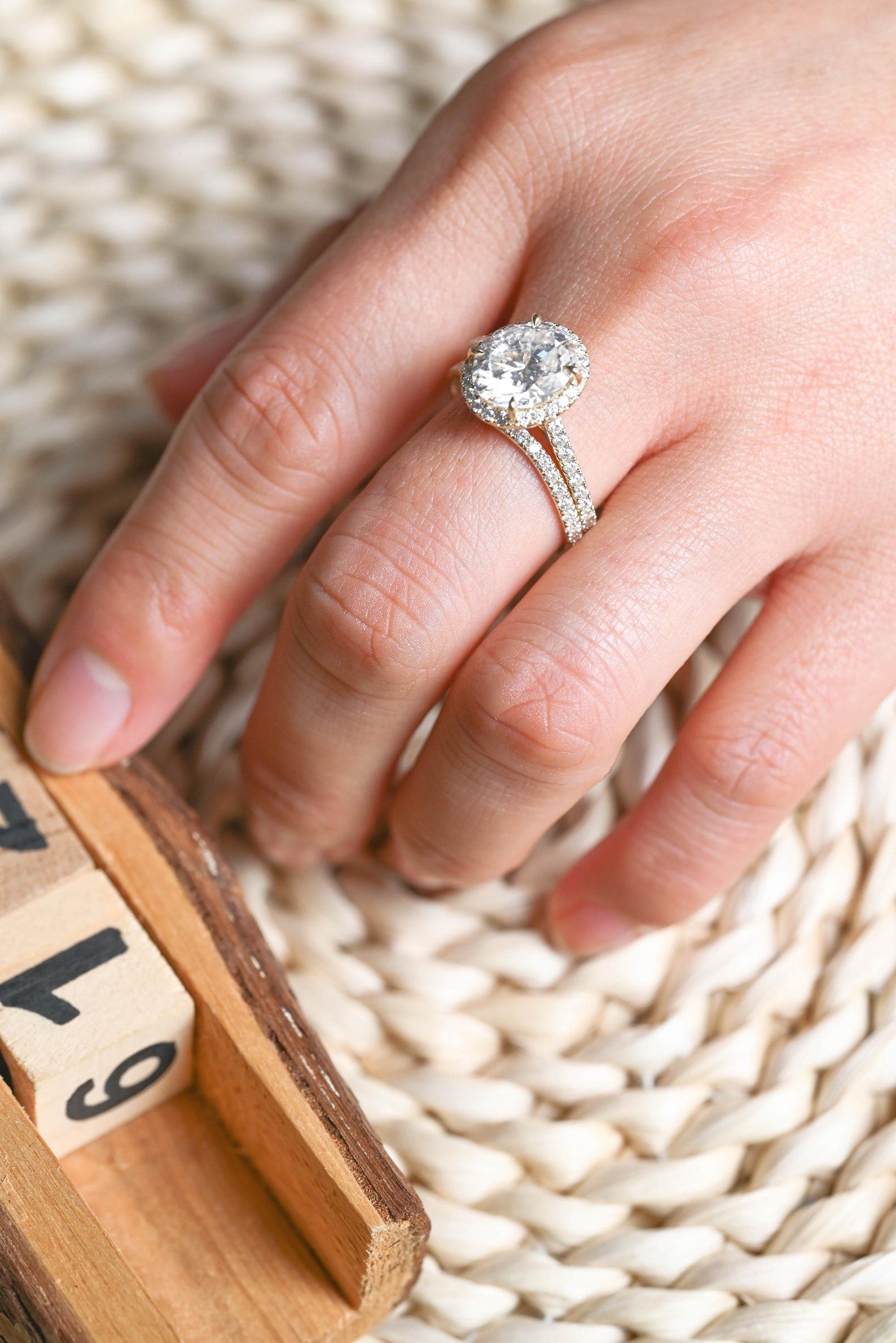 1.0 CT Round Solitaire Lab Grown Diamond Bridal Ring Set