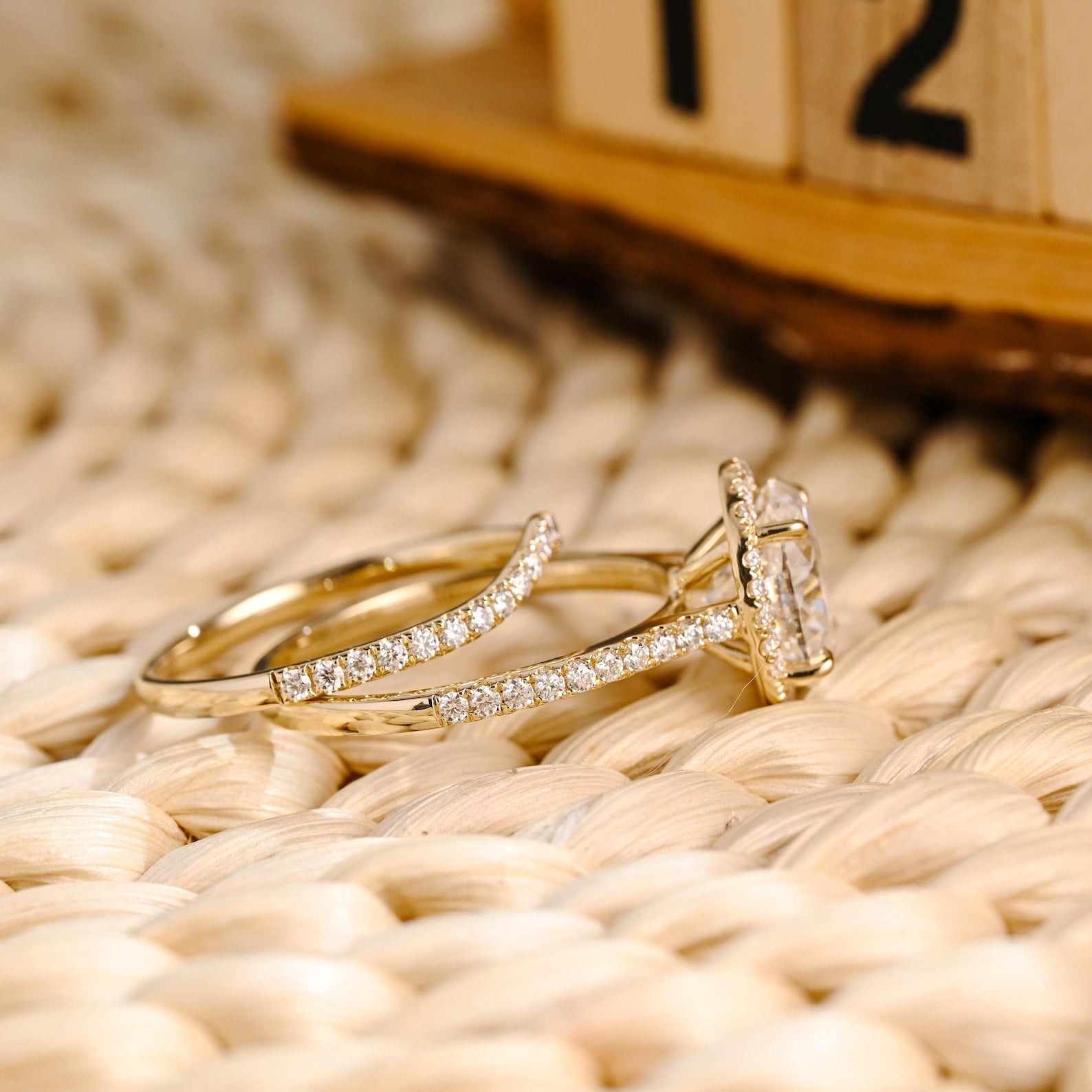 1.0 CT Round Solitaire Lab Grown Diamond Bridal Ring Set