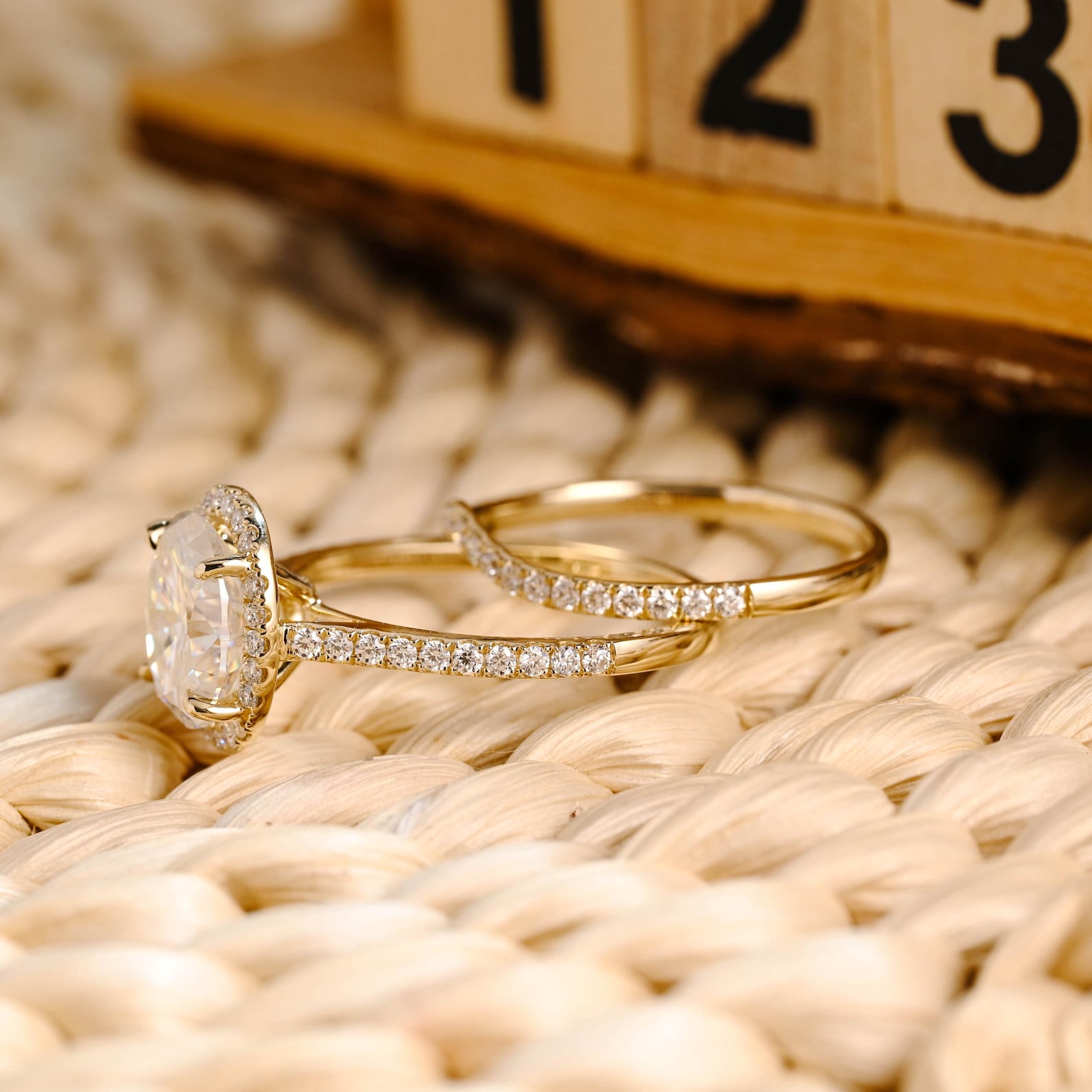 1.0 CT Round Solitaire Lab Grown Diamond Bridal Ring Set