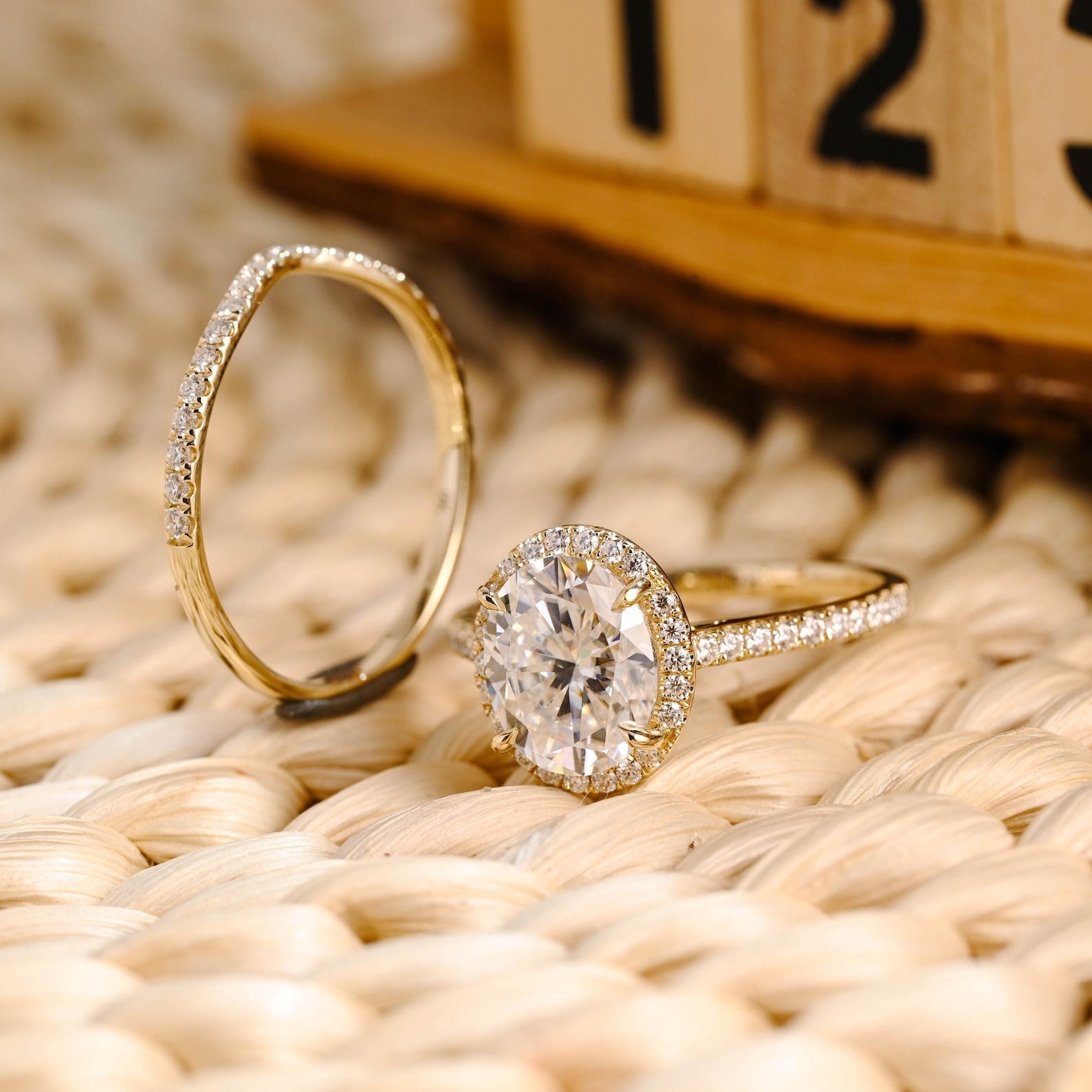 1.0 CT Round Solitaire Lab Grown Diamond Bridal Ring Set