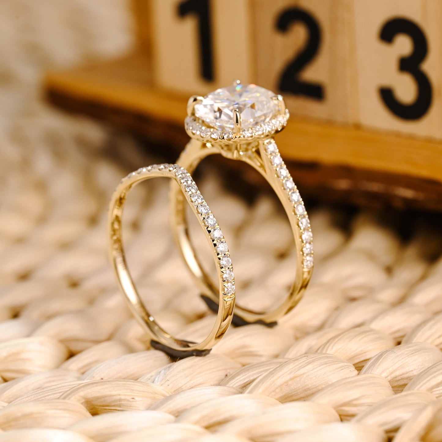 1.0 CT Round Solitaire Lab Grown Diamond Bridal Ring Set