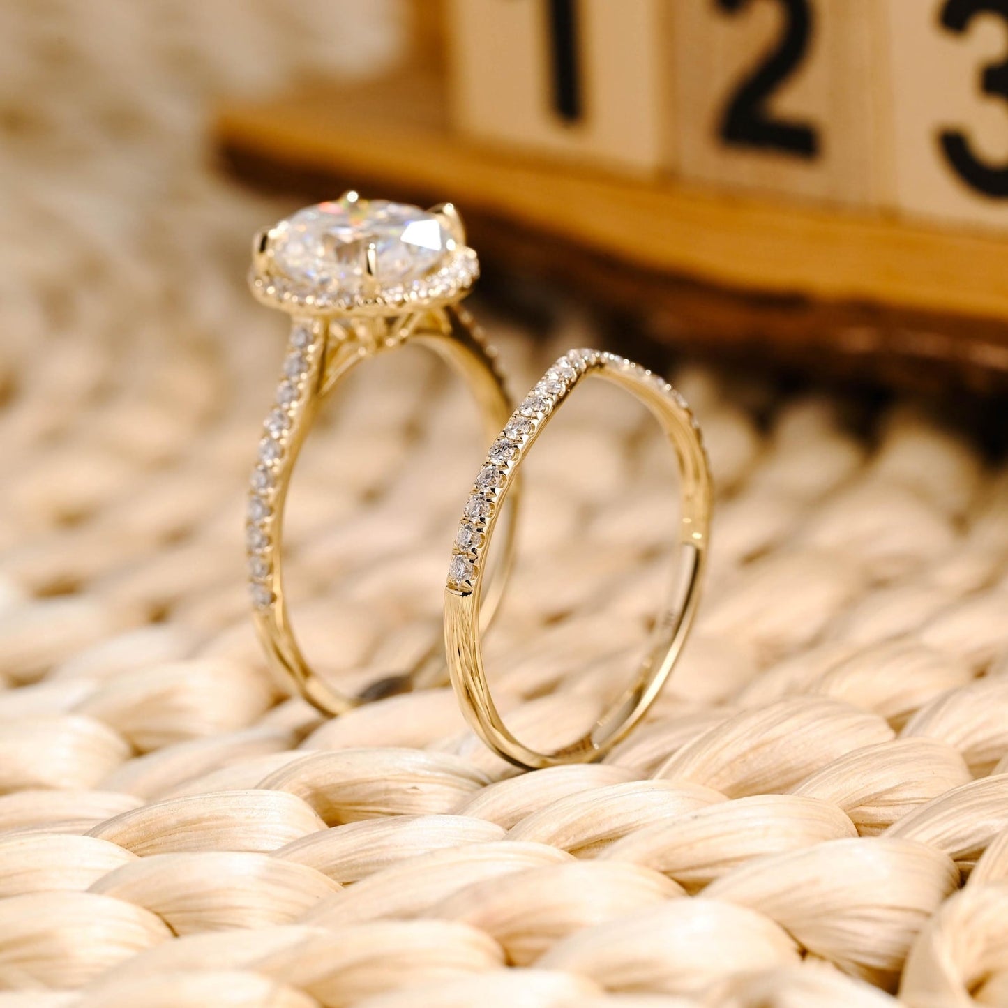 1.0 CT Round Solitaire Lab Grown Diamond Bridal Ring Set