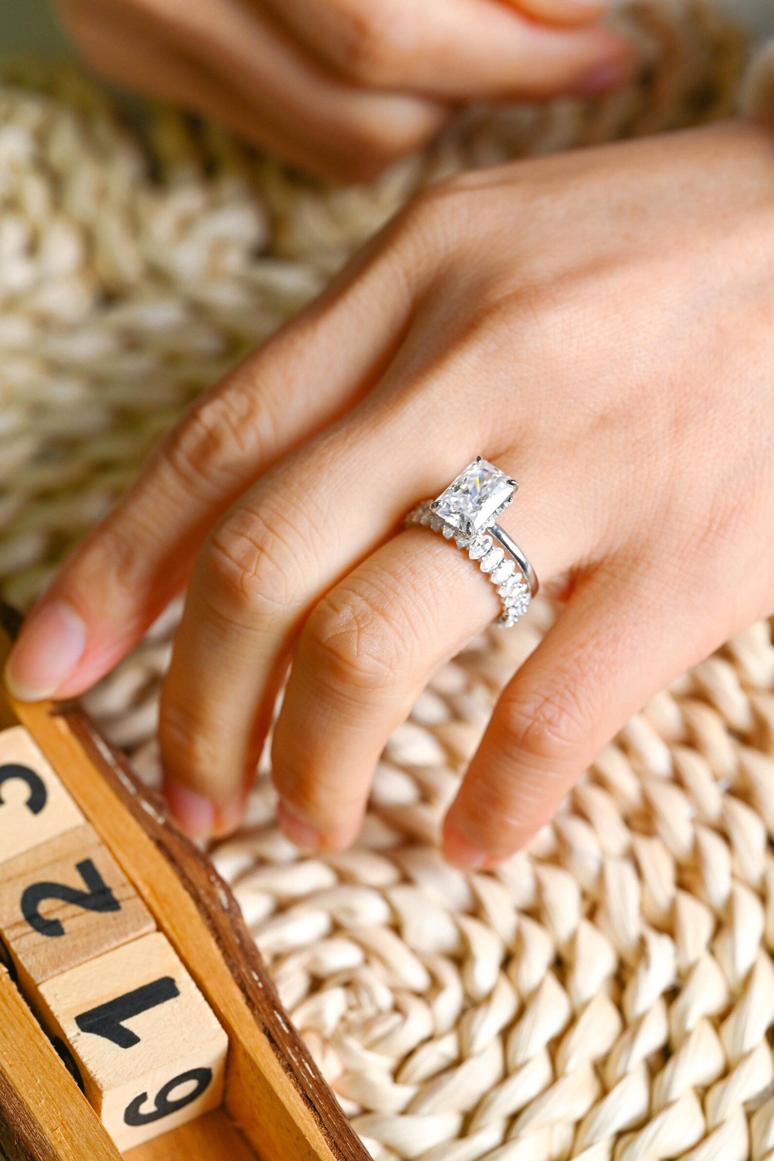 1.0 CT Round Solitaire Lab Grown Diamond Bridal Ring Set