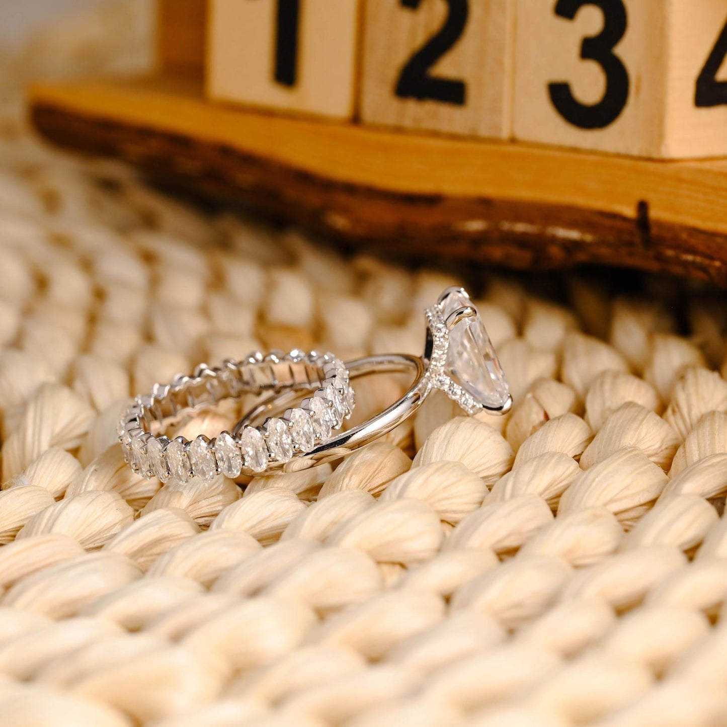 1.0 CT Round Solitaire Lab Grown Diamond Bridal Ring Set