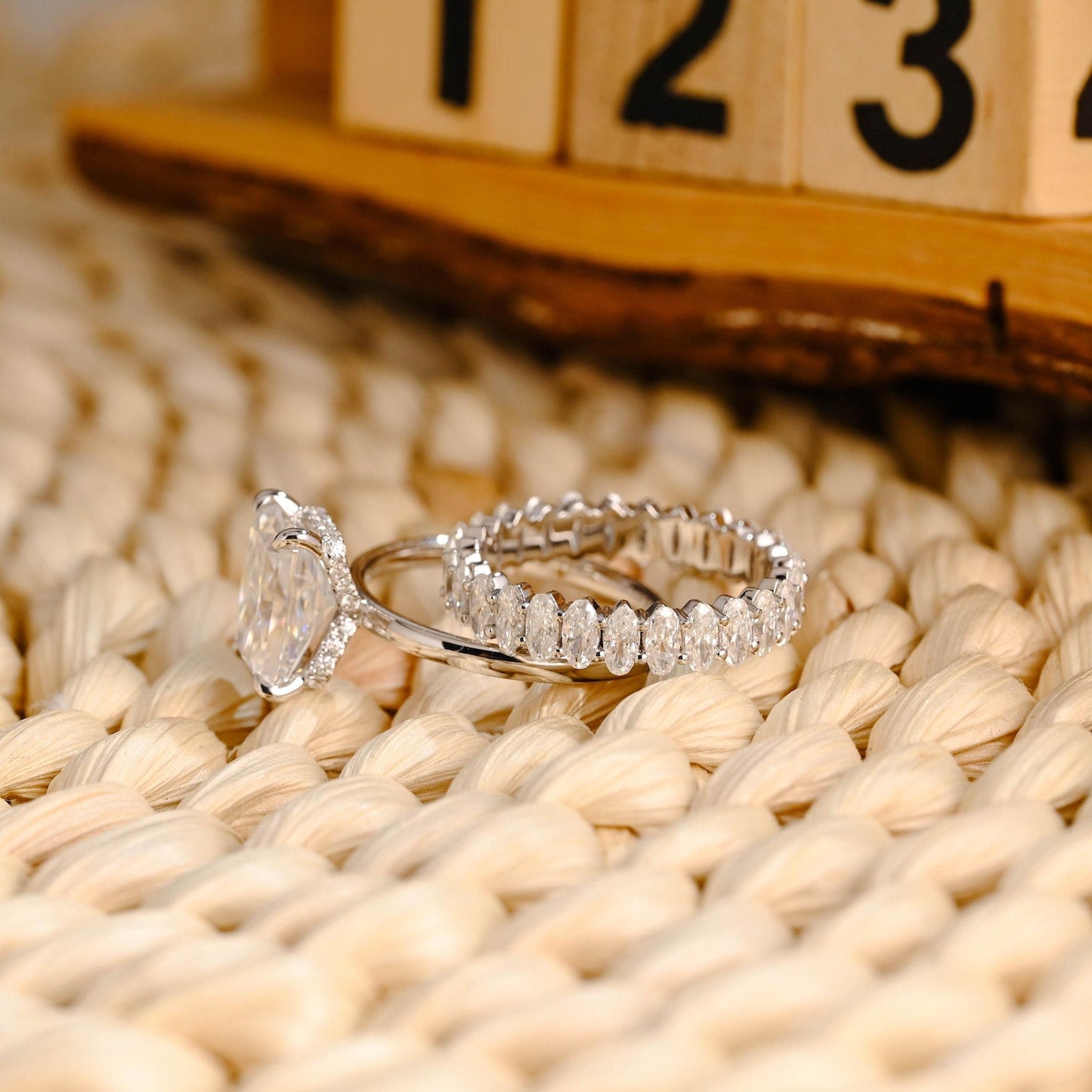 1.0 CT Round Solitaire Lab Grown Diamond Bridal Ring Set