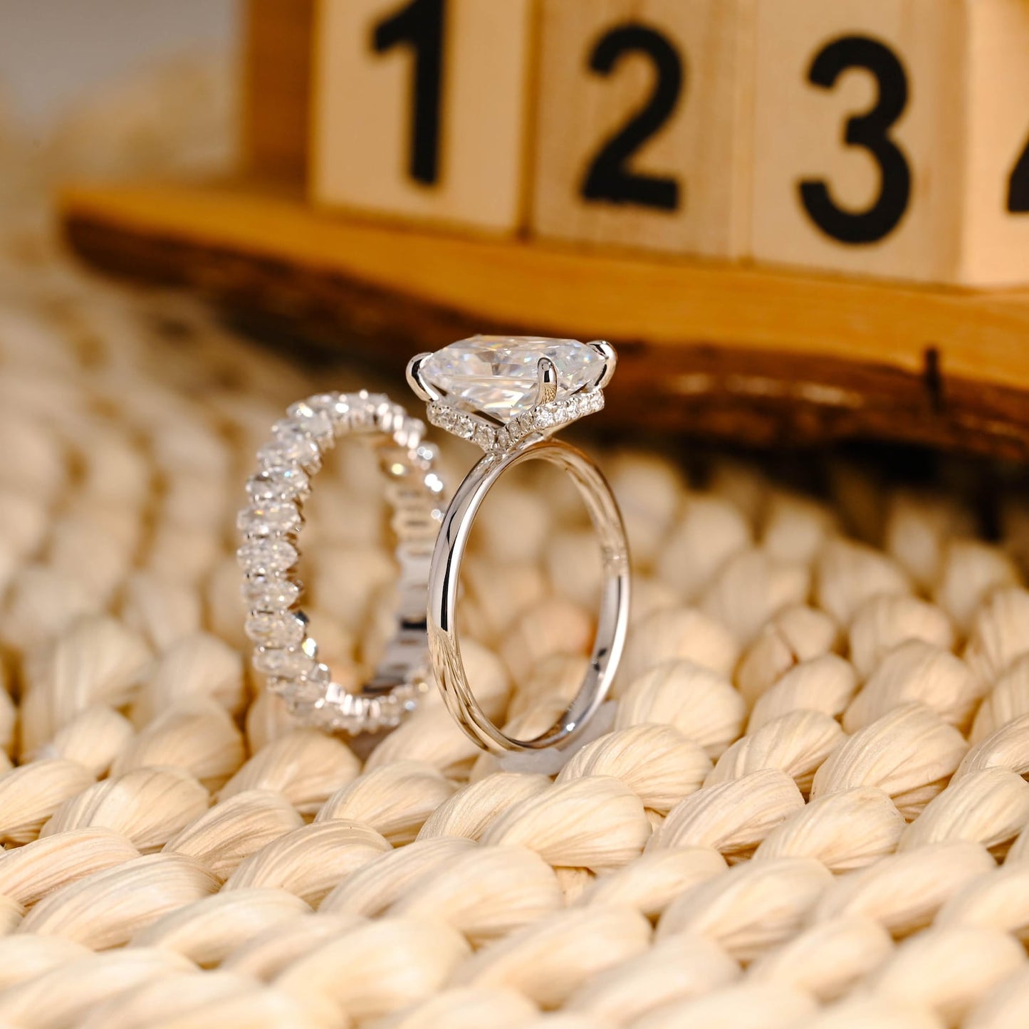 1.0 CT Round Solitaire Lab Grown Diamond Bridal Ring Set
