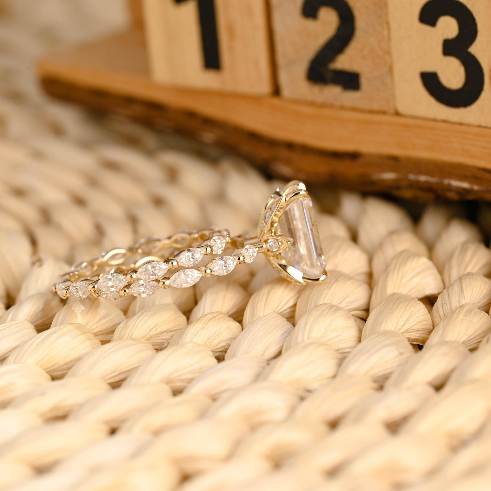 1.0 CT Round Solitaire Lab Grown Diamond Bridal Ring Set
