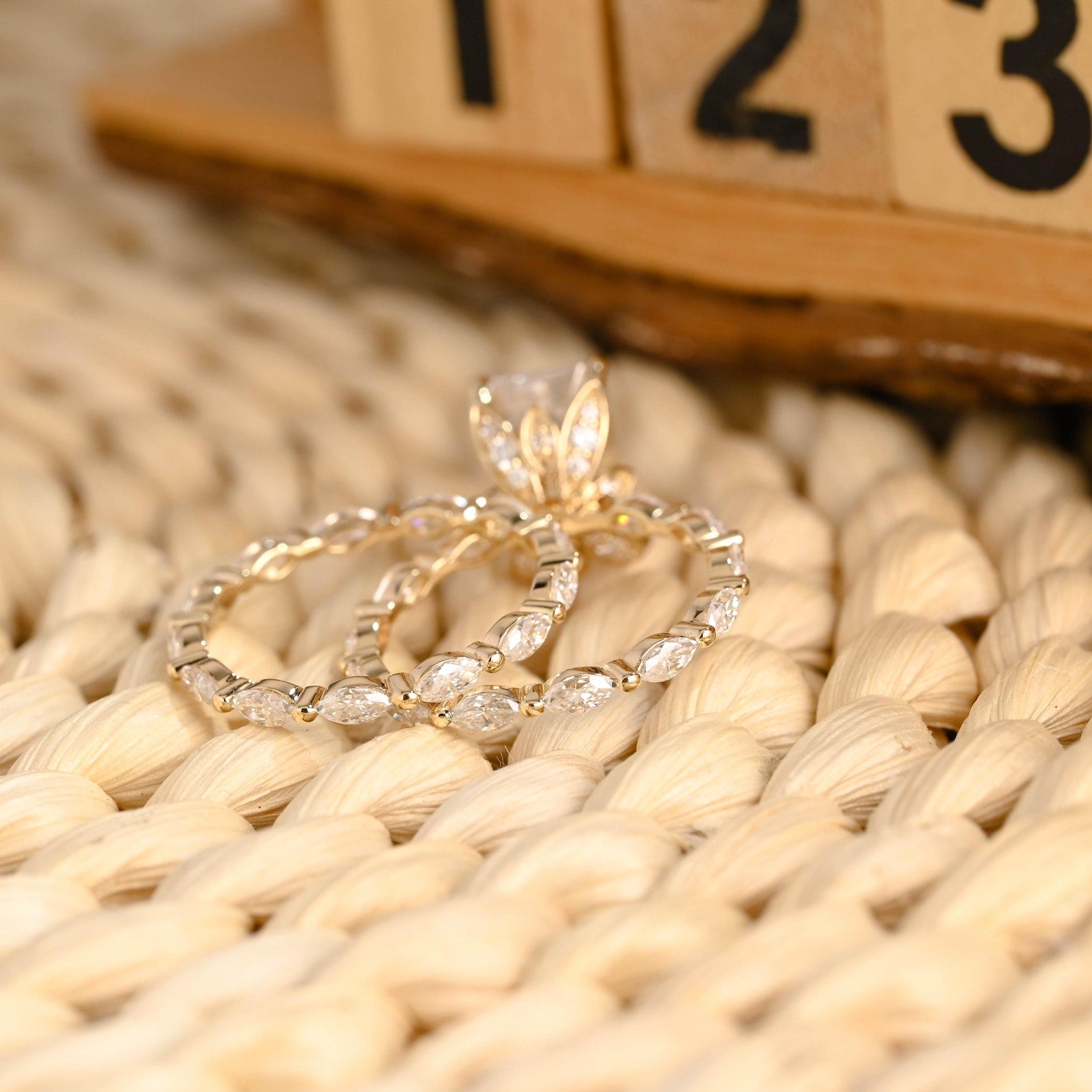 1.0 CT Round Solitaire Lab Grown Diamond Bridal Ring Set