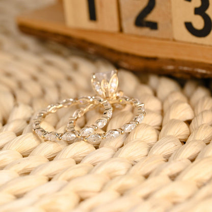 1.0 CT Round Solitaire Lab Grown Diamond Bridal Ring Set