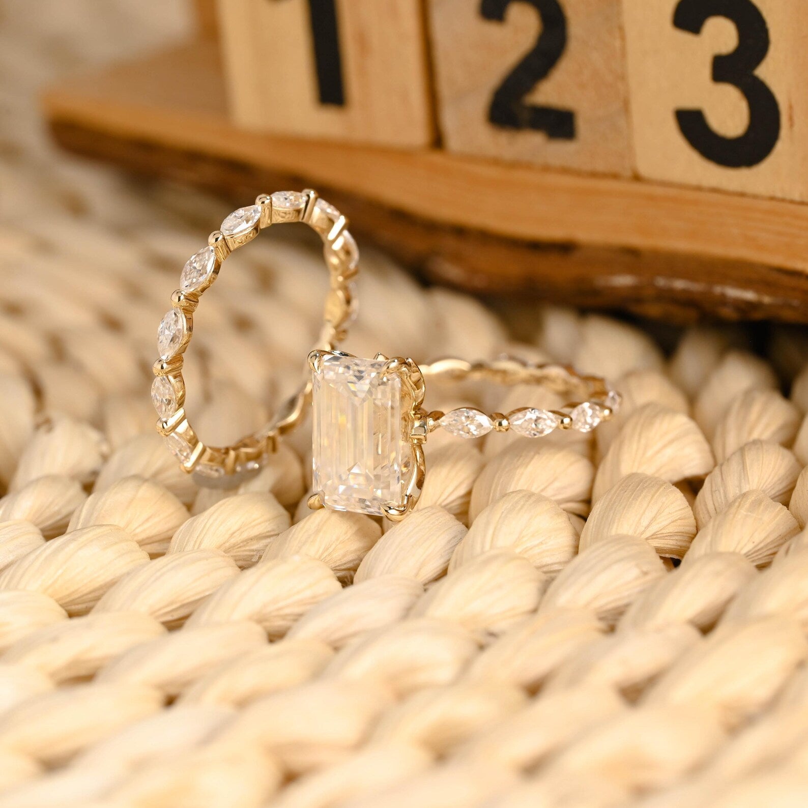 1.0 CT Round Solitaire Lab Grown Diamond Bridal Ring Set