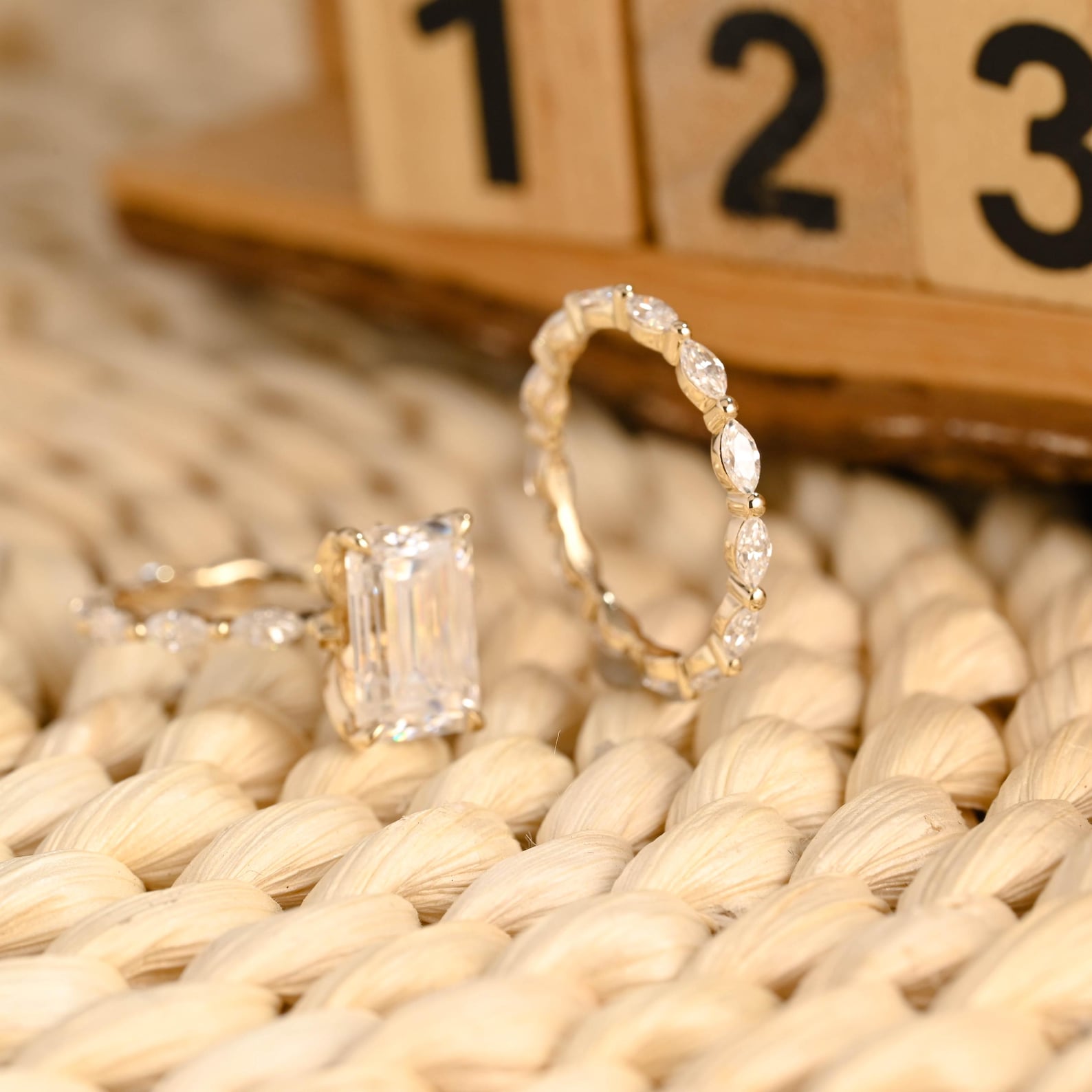 1.0 CT Round Solitaire Lab Grown Diamond Bridal Ring Set