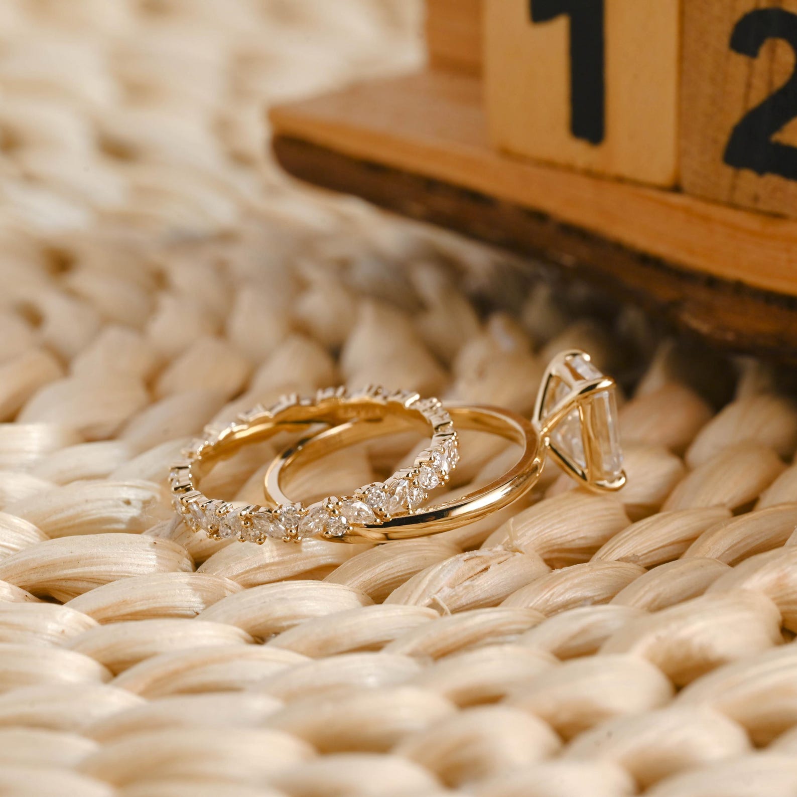 1.0 CT Round Solitaire Lab Grown Diamond Bridal Ring Set