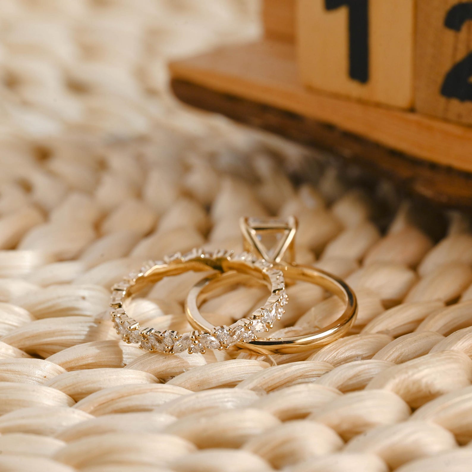 1.0 CT Round Solitaire Lab Grown Diamond Bridal Ring Set