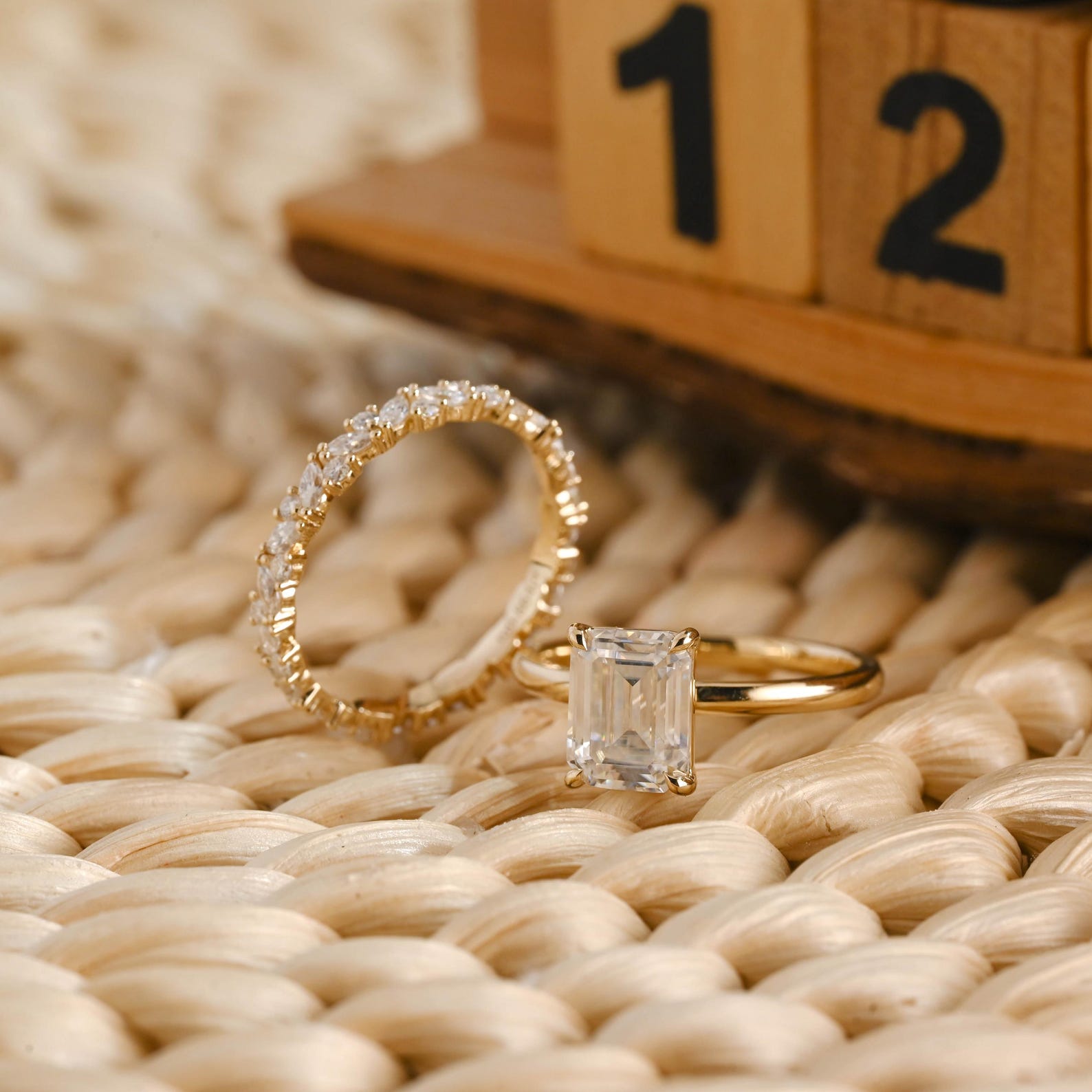 1.0 CT Round Solitaire Lab Grown Diamond Bridal Ring Set