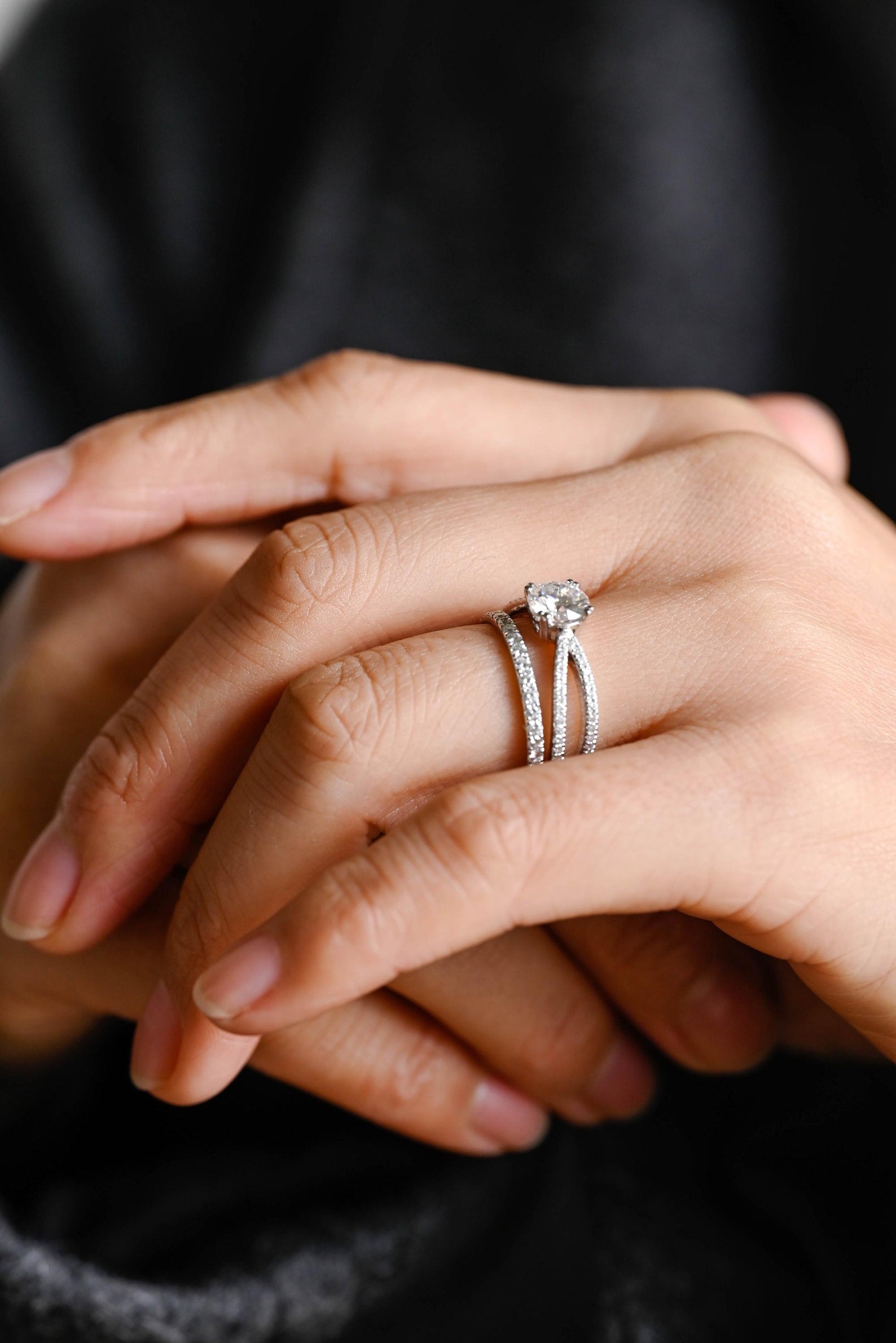 1.0 CT Round Solitaire Lab Grown Diamond Bridal Ring Set