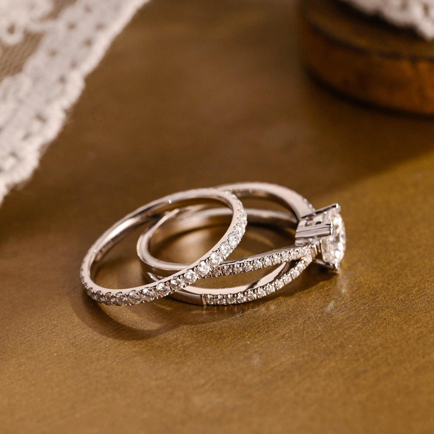 1.0 CT Round Solitaire Lab Grown Diamond Bridal Ring Set