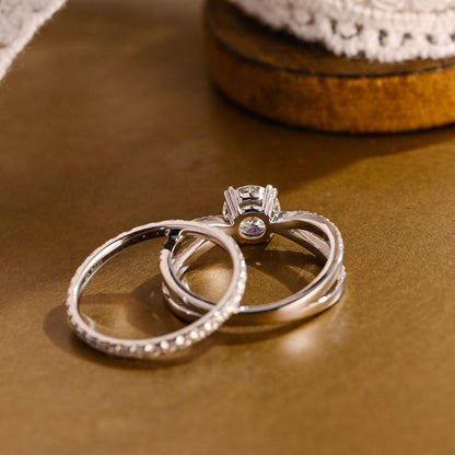 1.0 CT Round Solitaire Lab Grown Diamond Bridal Ring Set