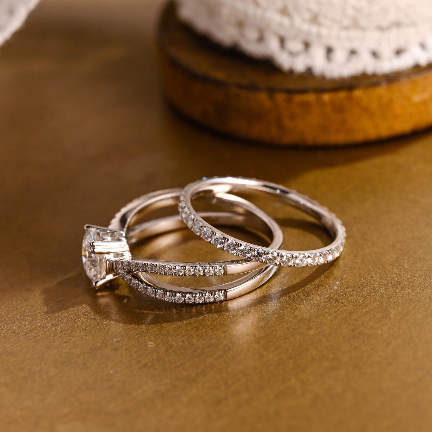 1.0 CT Round Solitaire Lab Grown Diamond Bridal Ring Set