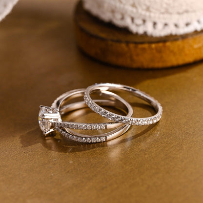 1.0 CT Round Solitaire Lab Grown Diamond Bridal Ring Set