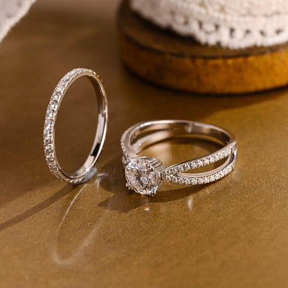 1.0 CT Round Solitaire Lab Grown Diamond Bridal Ring Set