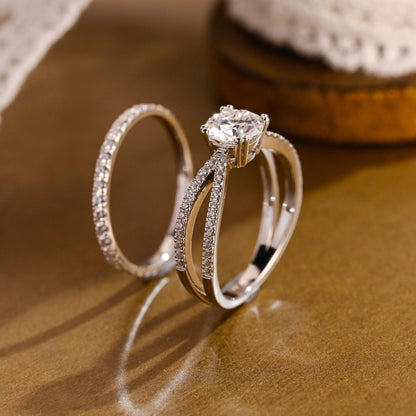 1.0 CT Round Solitaire Lab Grown Diamond Bridal Ring Set