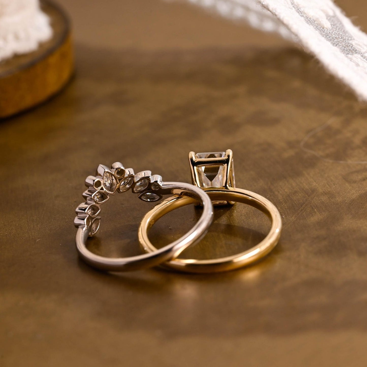 1.0 CT Round Solitaire Lab Grown Diamond Bridal Ring Set