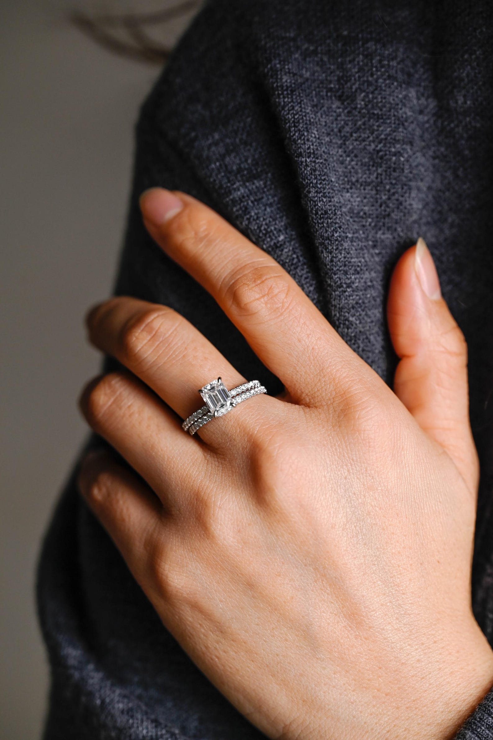 1.0 CT Round Solitaire Lab Grown Diamond Bridal Ring Set