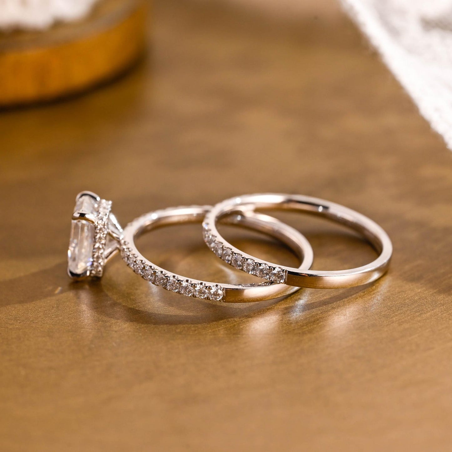 1.0 CT Round Solitaire Lab Grown Diamond Bridal Ring Set