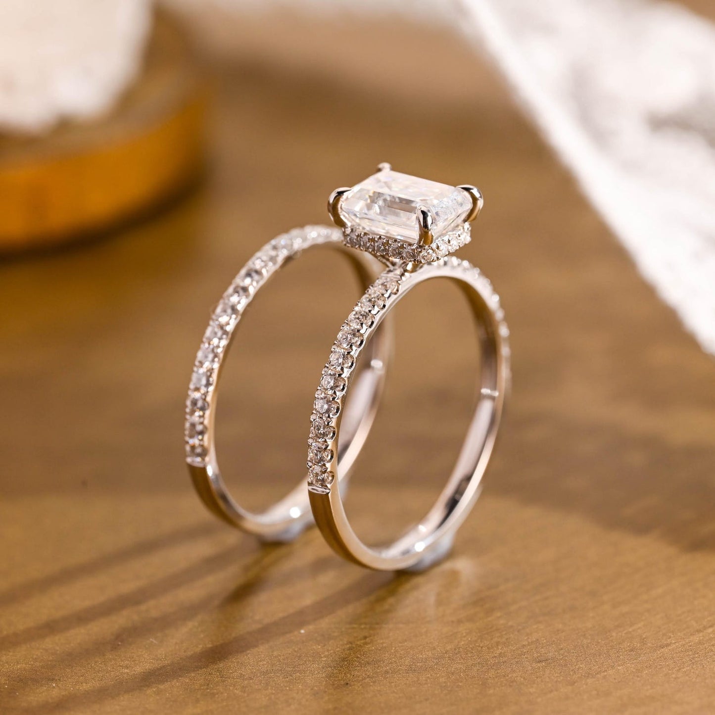 1.0 CT Round Solitaire Lab Grown Diamond Bridal Ring Set