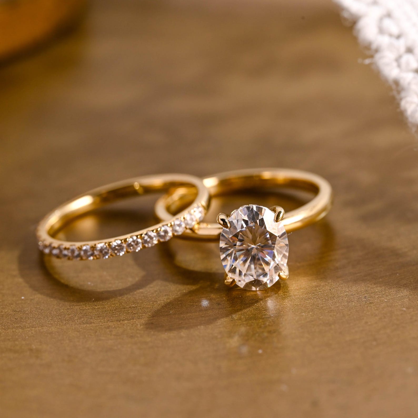 1.0 CT Round Solitaire Lab Grown Diamond Bridal Ring Set