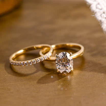 1.0 CT Round Solitaire Lab Grown Diamond Bridal Ring Set